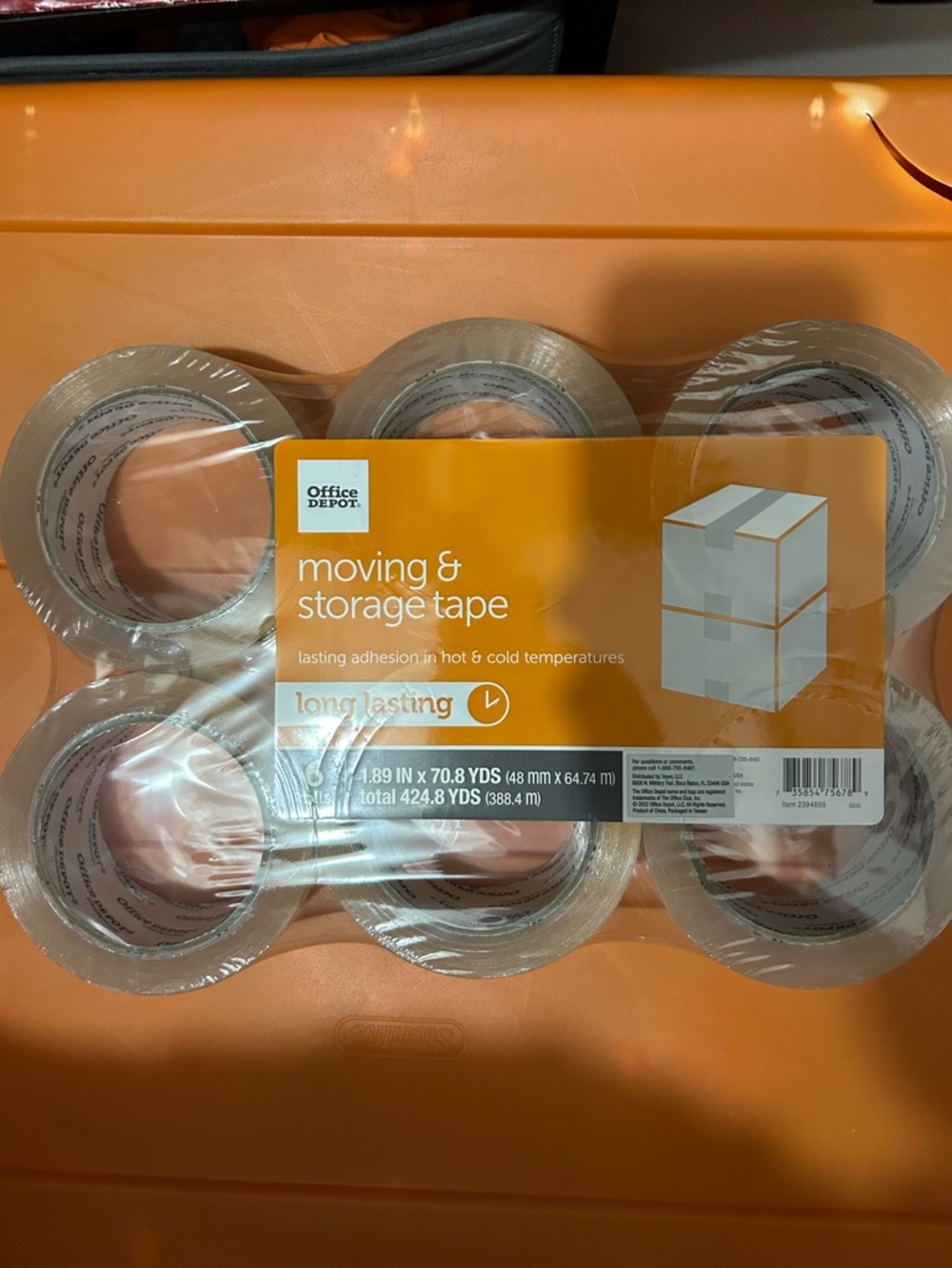 Office Depot Moving & Storage Tape - Clear. (Pack of 6)1.89 IN X 70.8 YDS.